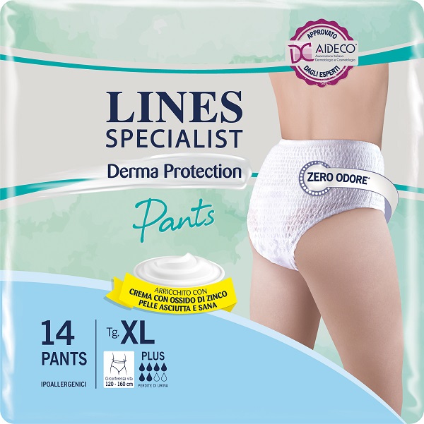 PANNOLONE PER INCONTINENZA LINES SPECIALIST DERMA PANTS PLUS XL 14 PEZZI - farmacia187.it