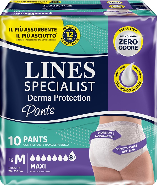 PANNOLONE PER INCONTINENZA LINES SPECIALIST DERMA PANTS MAXI M 10 PEZZI - farmacia187.it