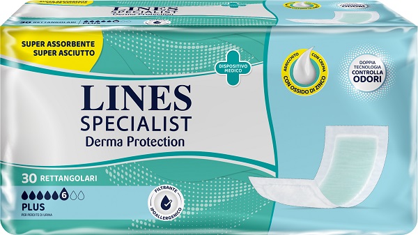 PANNOLONE PER INCONTINENZA LINES SPECIALIST DERMA RETTANGOLARE 30 PEZZI - farmacia187.it