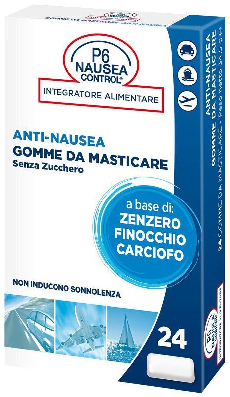 P6 NAUSEA CONTROL 24 GOMME DA MASTICARE SENZA ZUCCHERO - farmacia187.it
