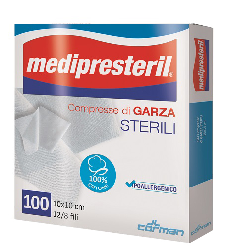 GARZA COMPRESSA MEDIPRESTERIL 12/8 FU 10X10CM 100 PEZZI - farmacia187.it