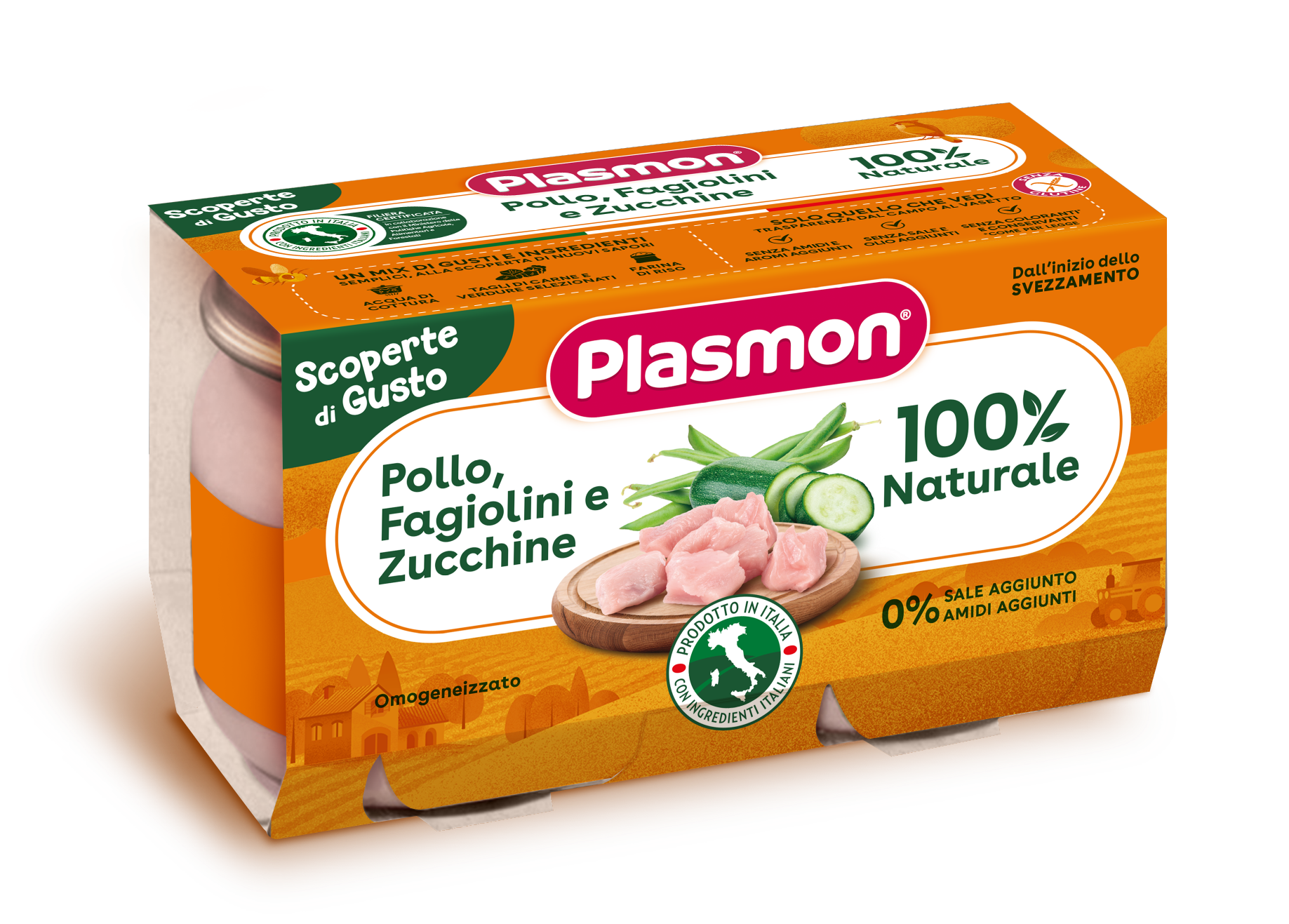 PLASMON OMOGENEIZZATI POLLO FAGIOLINI ZUCCHINE 2 PEZZI DA 120 G - farmacia187.it