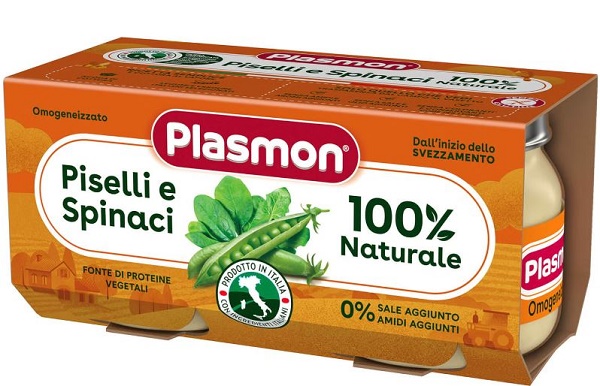 PLASMON OMOGENEIZZATO PISELLI SPINACI 2 PEZZI DA 80 G - farmacia187.it