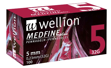 AGO PER PENNA DA INSULINA WELLION MEDFINE PLUS 5 32 GAUGE LUNGHEZZA 5 MM 100 PEZZI - farmacia187.it