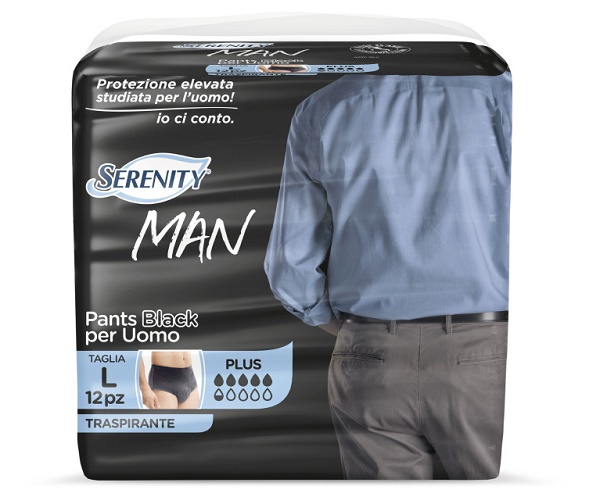 PANNOLINO SERENITY MAN PANTS BLACK TAGLIA MEDIA 12 PEZZI - farmacia187.it