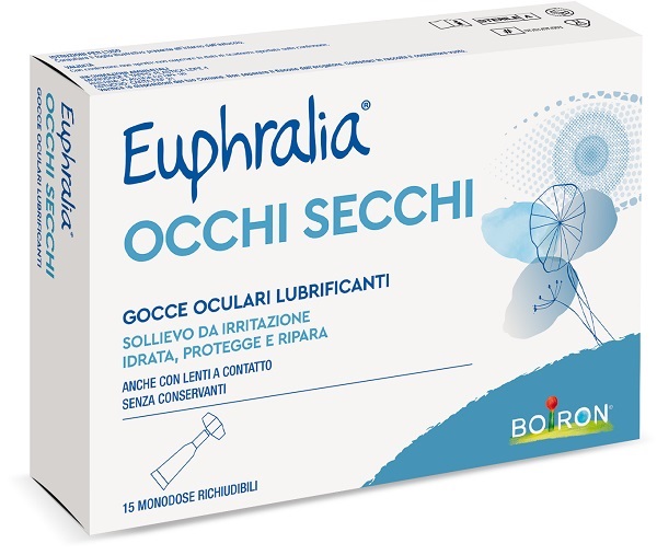 GOCCE OCULARI LUBRIFICANTI EUPHRALIA OCCHI SECCHI 15 MONODOSE RICHIUDIBILI X 0,5 ML - farmacia187.it