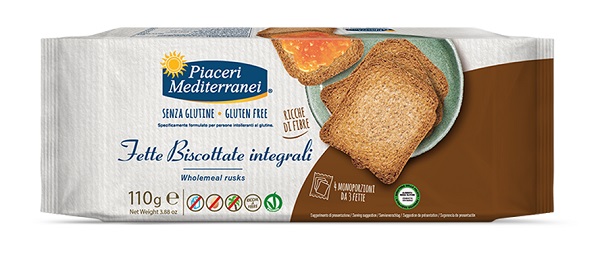 PIACERI MEDITERRANEI FETTE BISCOTTATE INTEGRALI 110 G - farmacia187.it