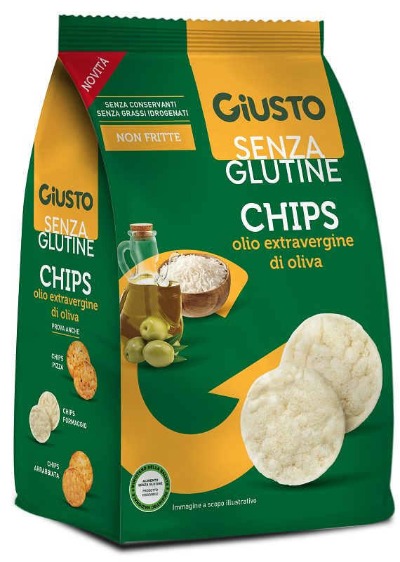 GIUSTO SENZA GLUTINE CHIPS OLIO EXTRAVERGINE DI OLIVA 40 G - farmacia187.it