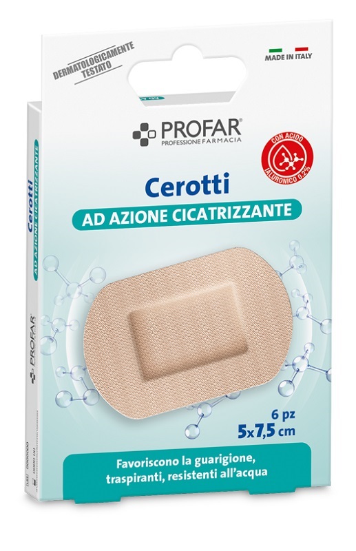 CEROTTO ACIDO IALURONICO AZIONE CICATRIZZANTE PROFAR 5X7,5 CM 6 PEZZI - farmacia187.it