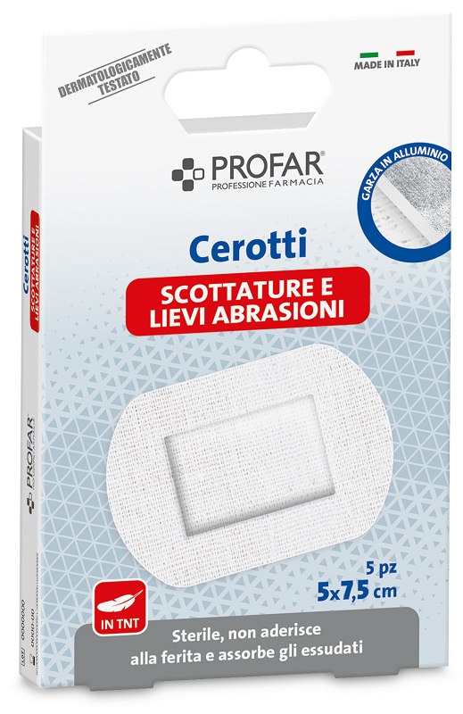 CEROTTI PROFAR SCOTTATURE E LIEVI ABRASIONI IN TNT 5X7,5CM 5 PEZZI - farmacia187.it