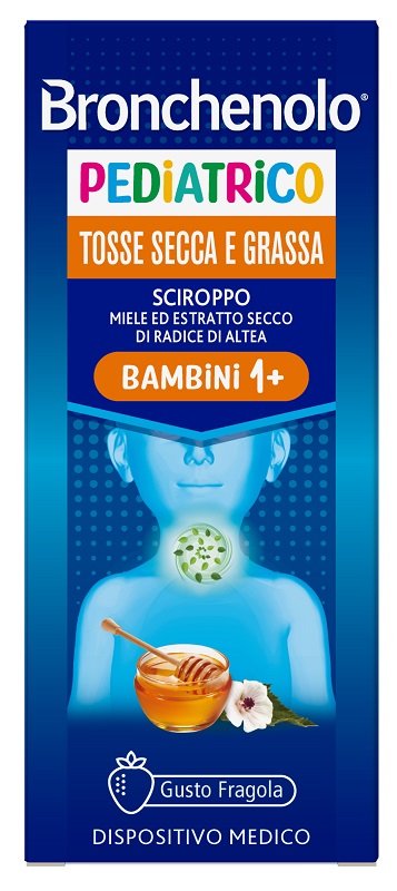 SCIROPPO BRONCHENOLO PEDIATRICO TOSSE SECCA E GRASSA DA 1 ANNO IN SU 120 ML GUSTO FRAGOLA SENZA COLORANTI ARTIFICIALI, SENZA ALCOL, SENZA OGM - farmacia187.it