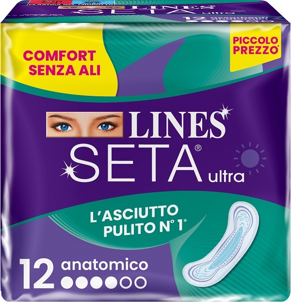 LINES SETA ULTRA ASSORBENTI ANATOMICO DWCT 12 PEZZI - farmacia187.it