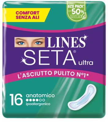 LINES SETA ULTRA ASSORBENTI ANATOMICO CP 16 PEZZI - farmacia187.it