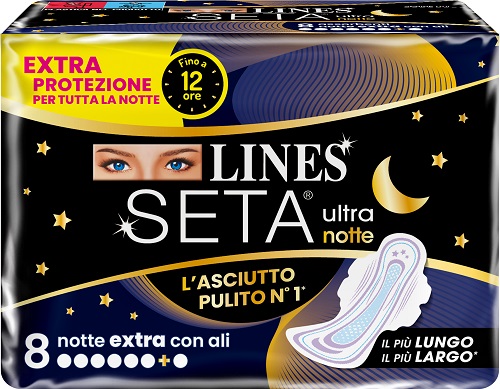 LINES SETA ULTRA ASSORBENTI NOTTE 8 PEZZI - farmacia187.it