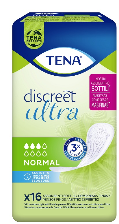 PANNOLONE SAGOMATO TENA DISCREET ULTRA NORMAL 16 PEZZI - farmacia187.it