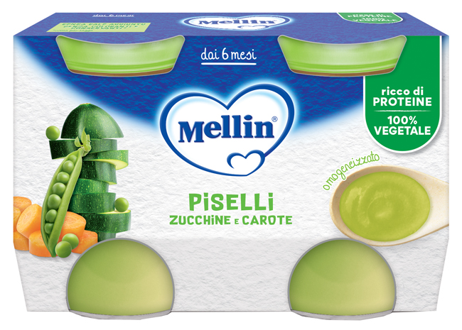 MELLIN OMOGENEIZZATO PISELLI E CAROTE 2 PEZZI DA 130 G - farmacia187.it