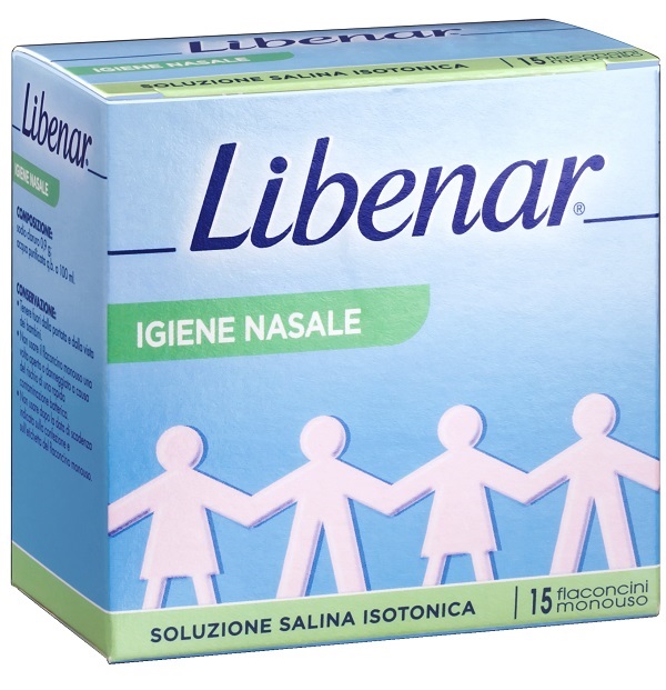 SOLUZIONE SALINA ISOTONICA 0,9% LIBENAR PER IGIENE NASALE 15 FLACONCINI MONOUSO X 5 ML - farmacia187.it