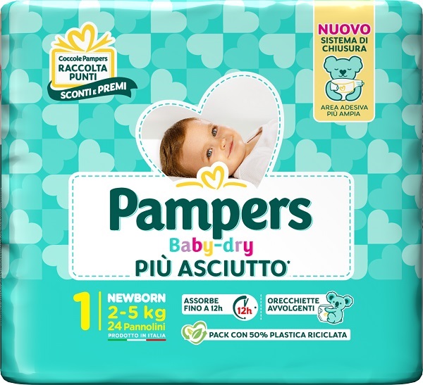 PAMPERS BABY DRY PANNOLINO NEWBORN 24 PEZZI - farmacia187.it