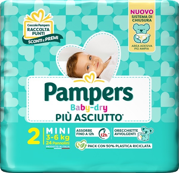 PAMPERS BABY DRY PANNOLINO DOWNCOUNT MINI 24 PEZZI - farmacia187.it