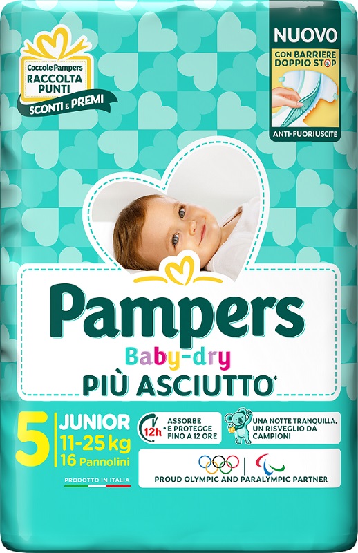PAMPERS BABY DRY PANNOLINO DOWNCOUNT JUNIOR 16 PEZZI - farmacia187.it