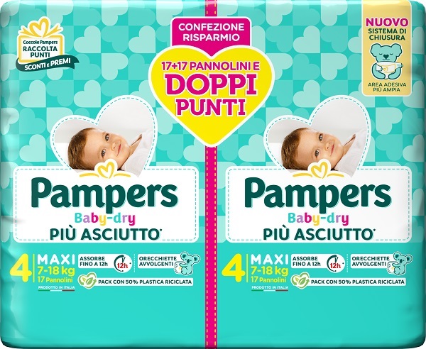PAMPERS BABY DRY PANNOLINO DUO DOWNCOUNT MAXI 34 PEZZI - farmacia187.it
