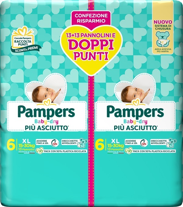 PAMPERS BABY DRY PANNOLINO DUO DOWNCOUNT XL 26 PEZZI - farmacia187.it
