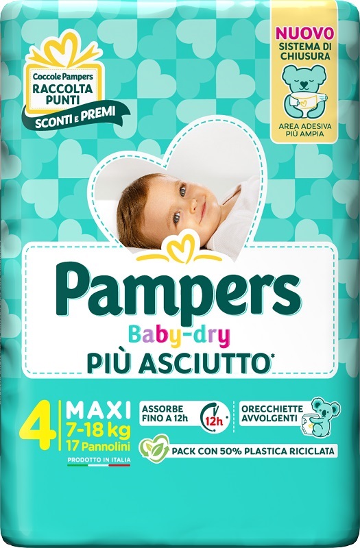 PAMPERS BABY DRY PANNOLINO DOWNCOUNT MAXI 17 PEZZI - farmacia187.it