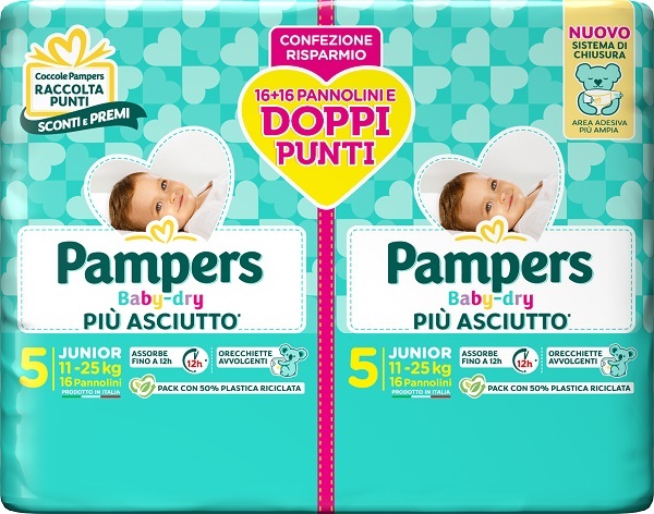PAMPERS BABY DRY PANNOLINO DUO DOWNCOUNT JUNIOR 32 PEZZI - farmacia187.it