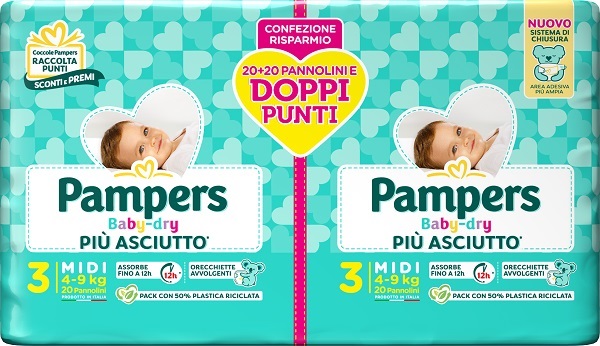PAMPERS BABY DRY PANNOLINO DUO DOWNCOUNT MIDI 40 PEZZI - farmacia187.it