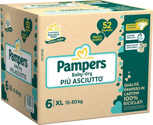 PAMPERS BABY DRY QUADRI PANNOLINO DOWNCOUNT XL 52 PEZZI - farmacia187.it