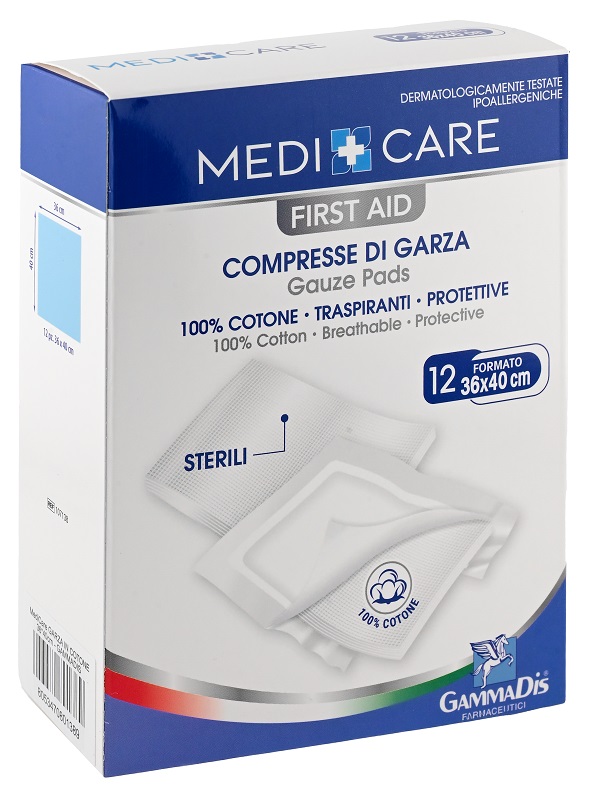 GARZA MEDICARE COTONE 36X40 CM 12 PEZZI - farmacia187.it