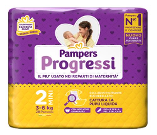 PAMPERS PROGRESSI MINI 3-6 KG 28 PEZZI - farmacia187.it