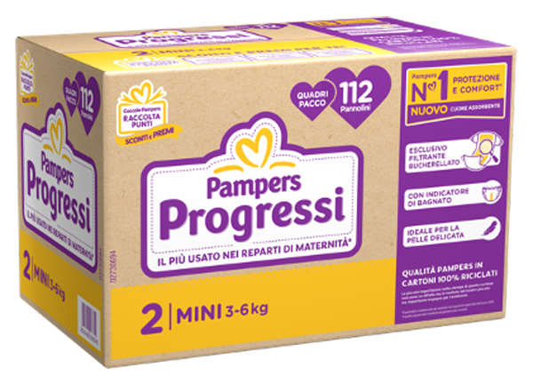 PAMPERS QUADRI PROGRESSI MINI 112 PEZZI - farmacia187.it