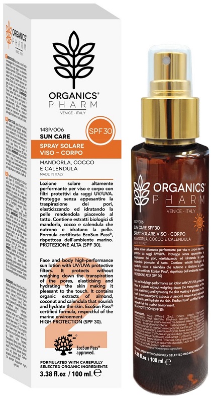 ORGANICS PHARM SUN CARE SPRAY SOLARE VISO-CORPO SPF30 100 ML - farmacia187.it