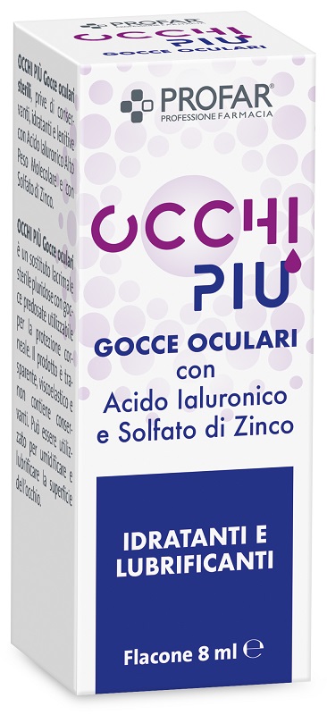 GOCCE OCULARI PROFAR OCCHIPIU' MULTIDOSE ACIDO IALURONICO E SOLFATO DI ZINCO IDRATANTI E LUBRIFICANTI 8 ML - farmacia187.it