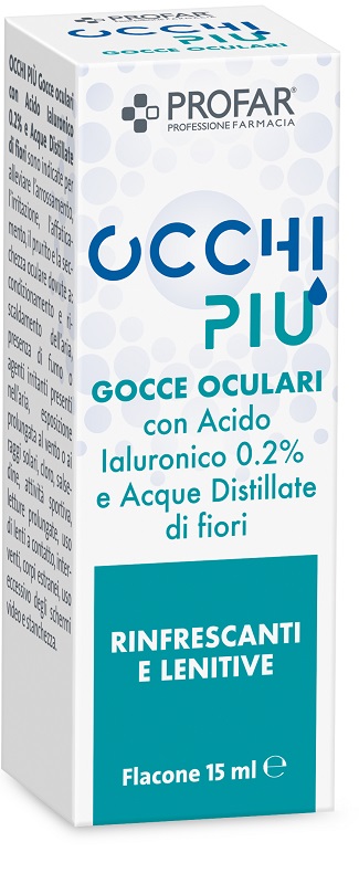 GOCCE OCULARI PROFAR OCCHIPIU' ACIDO IALURONICO 0,2% E ACQUE DISTILLATE DI FIORI 15 ML - farmacia187.it