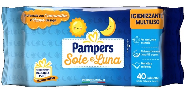 PAMPERS WIPES SOLE & LUNA 40 PEZZI - farmacia187.it
