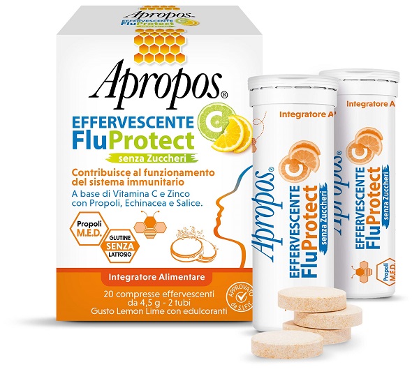APROPOS EFFERVESCENTE C FLUPROTECT SENZA ZUCCHERI 20 COMPRESSE EFFERVESCENTI - farmacia187.it