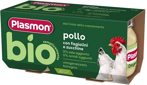 PLASMON BIO OMOGENEIZZATO POLLO CON FAGIOLINI E ZUCCHINE 2 PEZZI - farmacia187.it