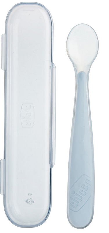 CHICCO CUCCHIAIO SILICONE CON CASE GRIGIO 6 MESI+ - farmacia187.it