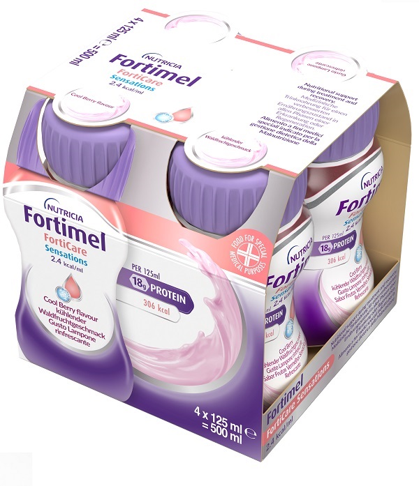 FORTIMEL FORTICARE SENSATION 2,4 KCAL/ML LAMPONE RINFRESCANTE 4 PEZZI DA 125 ML - farmacia187.it
