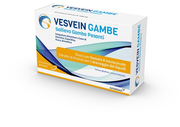 VESVEIN GAMBE SOLLIEVO GAMBE PESANTI 60 COMPRESSE BISTRATO DA 1000 MG SENZA GLUTINE SENZA LATTOSIO - farmacia187.it