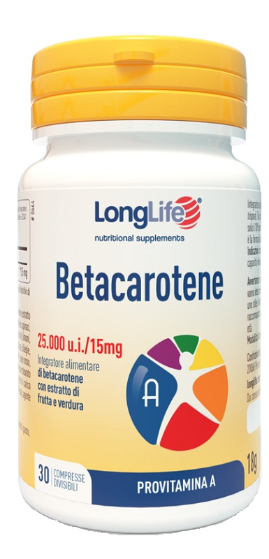 LONGLIFE BETACAROTENE 25000UI 30 COMPRESSE DIVISIBILI SENZA GLUTINE - farmacia187.it