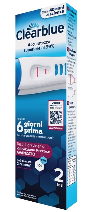 CLEARBLUE TEST GRAVIDANZA RILEVAZIONE PRECOCE AVANZATO 2 PEZZI - farmacia187.it