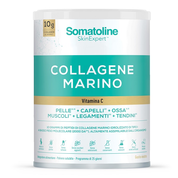 SOMATOLINE COLLAGENE MARINO 258 G SENZA GLUTINE SENZA LATTOSIO SENZA ZUCCHERI AGGIUNTI SENZA EDULCORANTI - farmacia187.it