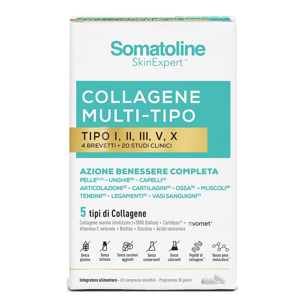 SOMATOLINE COLLAGENE MULTI TIPO 60 COMPRESSE SENZA GLUTINE SENZA LATTOSIO SENZA ZUCCHERI AGGIUNTI - farmacia187.it