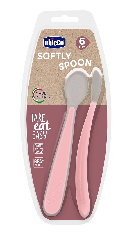 CHICCO CUCCHIAIO IN SILICONE DOPPIO ROSA 6M+ - farmacia187.it