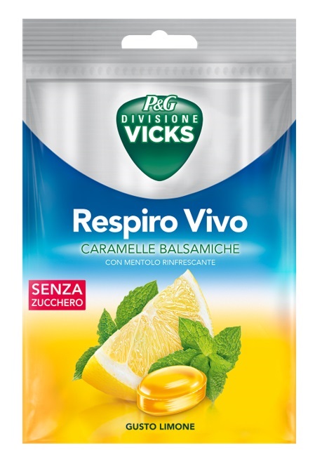 VICKS RESPIRO VIVO CARAMELLE BALSAMICHE LIMONE 72 G CON EDULCORANTI - farmacia187.it