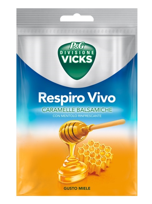VICKS RESPIRO VIVO CARAMELLE BALSAMICHE MIELE 72 G CON EDULCORANTI - farmacia187.it
