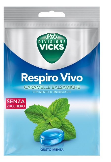 VICKS RESPIRO VIVO CARAMELLE BALSAMICHE MENTA 72 G CON EDULCORANTI - farmacia187.it